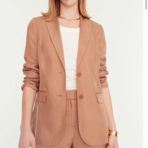 J. Crew Blazer Women Size 4 Caramel Drapey long Parke blazer in cupro blend